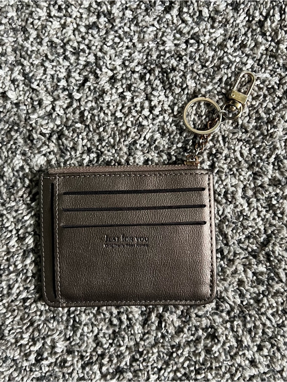 Metallic Bronze Card Holder Keychain Micro Wallet